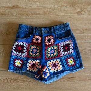 Anthropologie/Farm Rio Crochet Denim Shorts